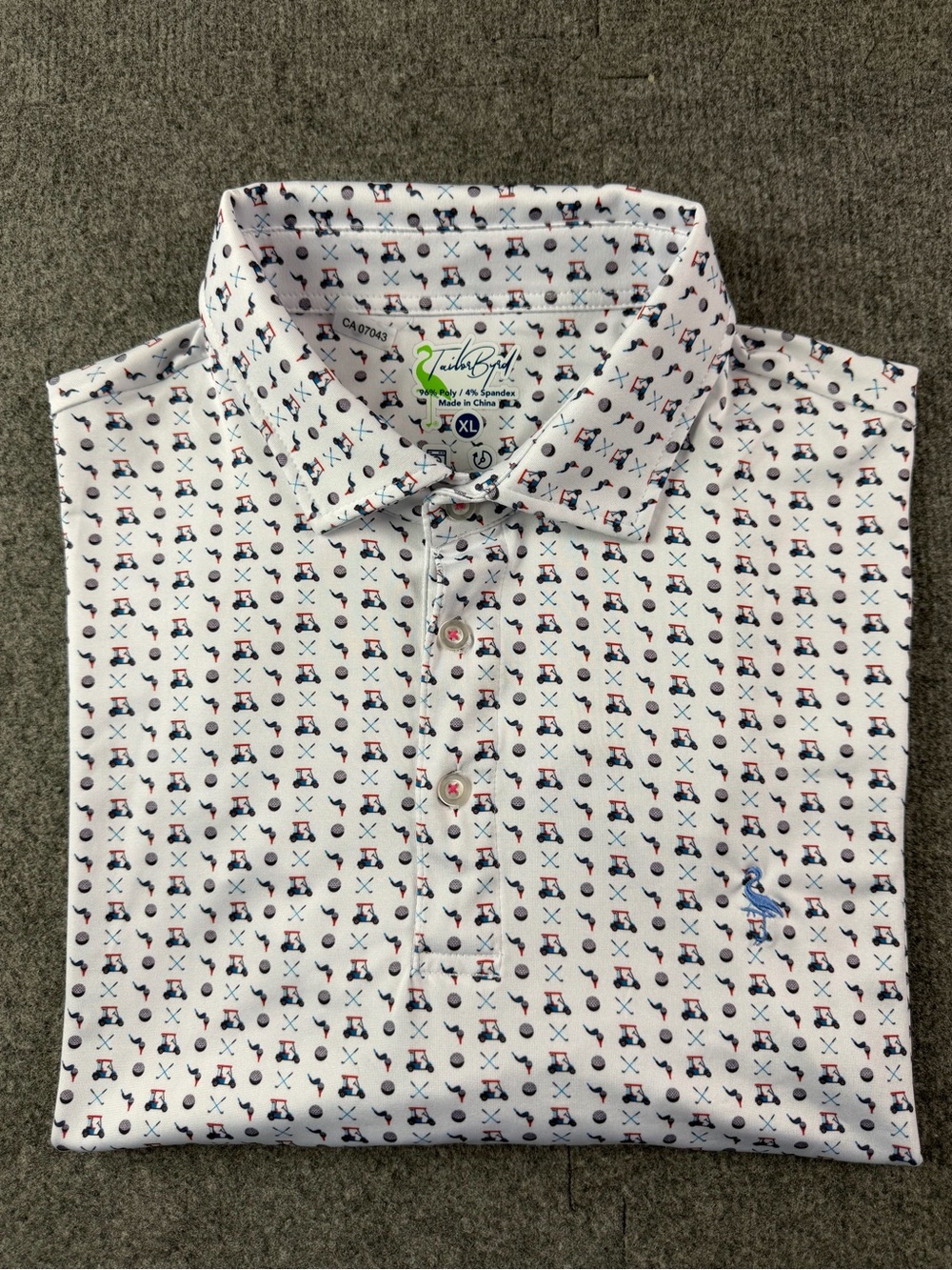 Tailor Byrd Mens Short Sleeve All Over Print Golf Polo Shirt Size XL Multicolor